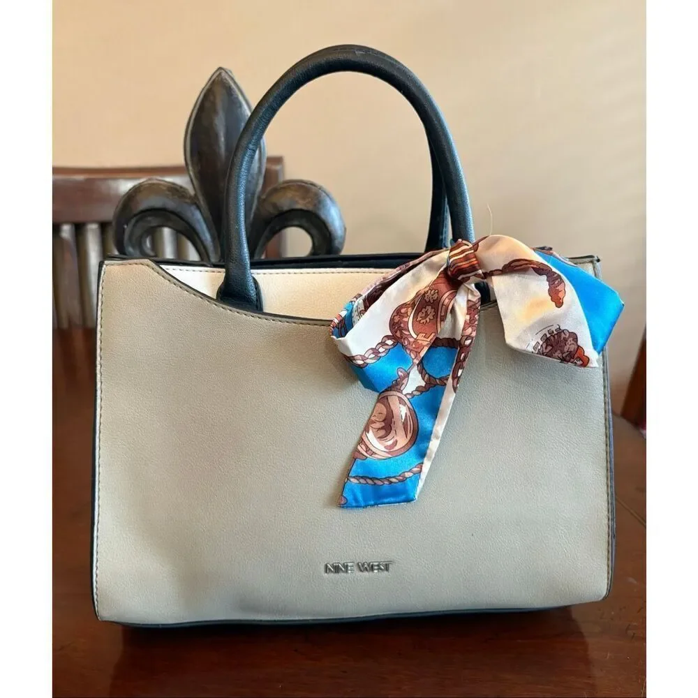 NINE WEST - EUC Tri-Color Tailored Faux Leather Satchel. Organization Galore